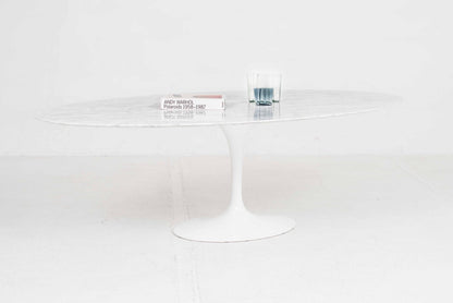 Vintage Tisch 'Tulip' von Eero Saarinen für Knoll International, weisser Marmor, oval