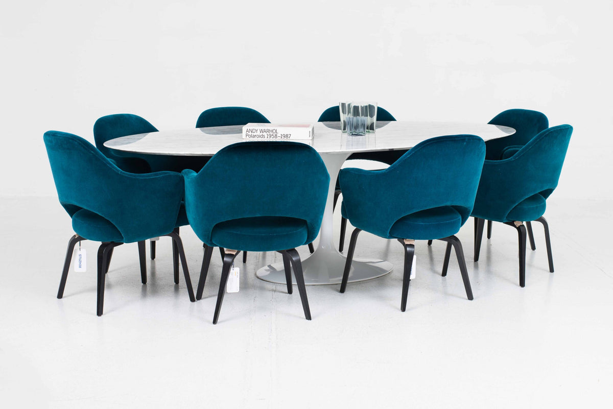 Vintage Tisch 'Tulip' von Eero Saarinen für Knoll International, weisser Marmor, oval