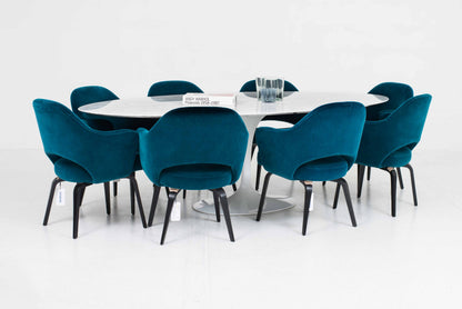 Vintage Tisch 'Tulip' von Eero Saarinen für Knoll International, weisser Marmor, oval