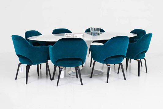 Vintage Tisch 'Tulip' von Eero Saarinen für Knoll International, weisser Marmor, oval