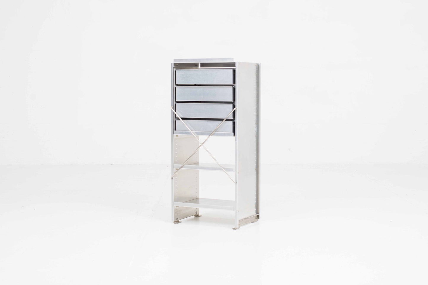 Vintage Aluminium-Möbel mit Schublade von Andreas Christen für Lehni