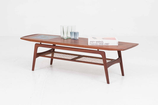Vintage Couchtisch aus Teak mit Keramik von Arne Hovmand-Olsen für Mogens Kold