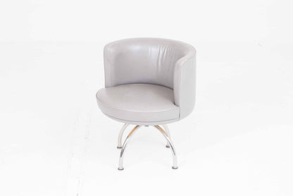 Fauteuil vintage Expo 70 de Hindermann en cuir gris par Robert et Trix Haussmann