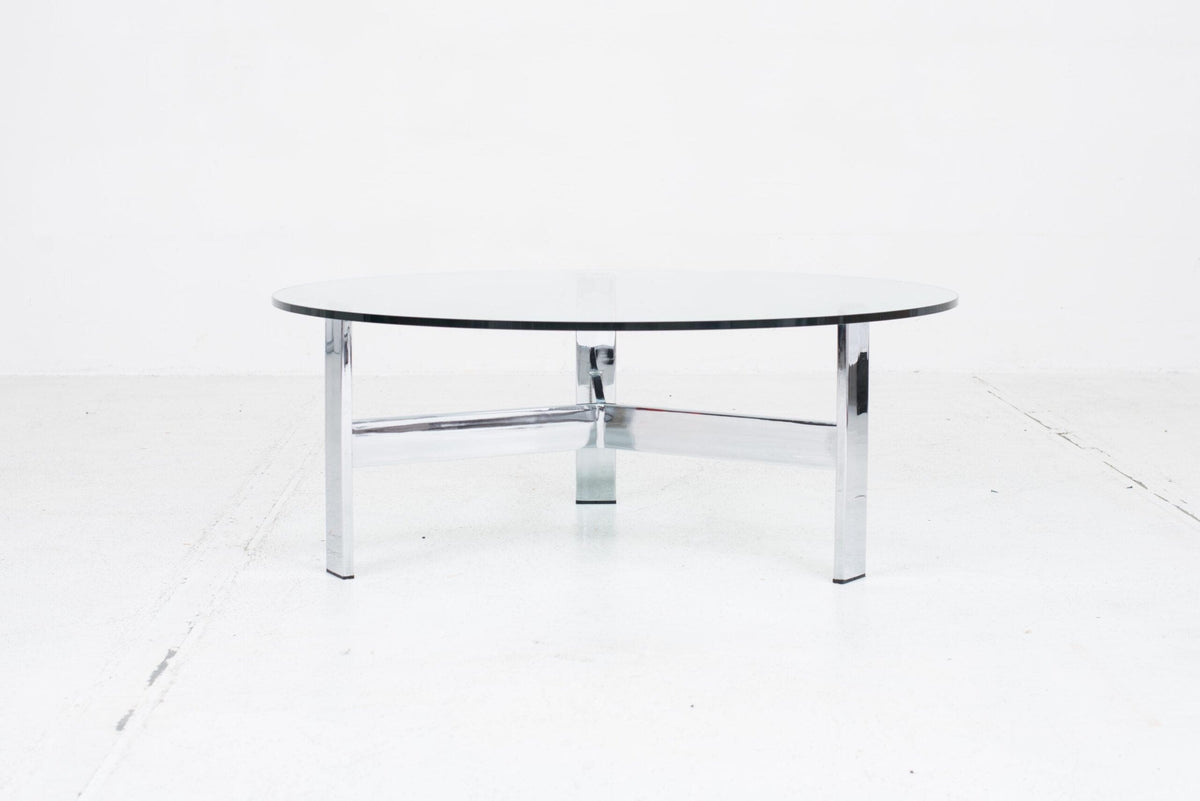 Table basse vintage avec plateau en verre, années 1960