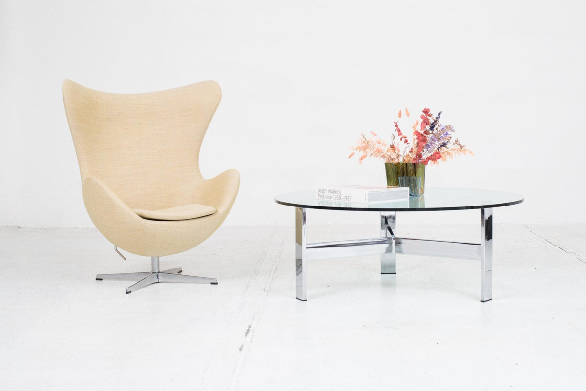 Table basse vintage avec plateau en verre, années 1960