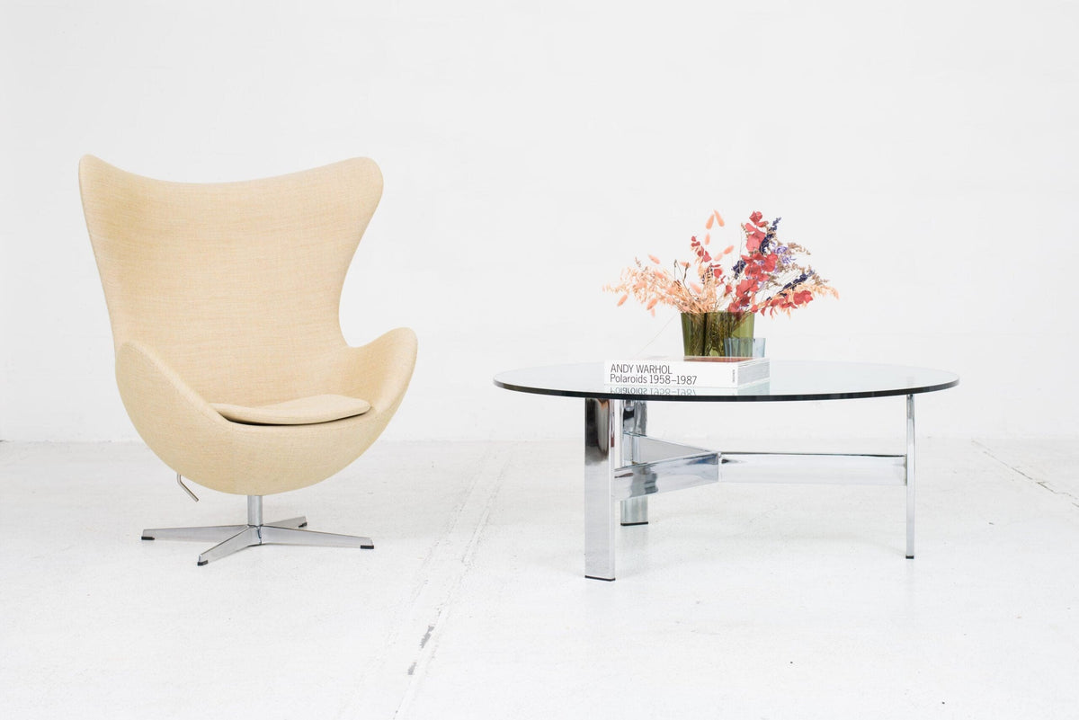 Table basse vintage avec plateau en verre, années 1960