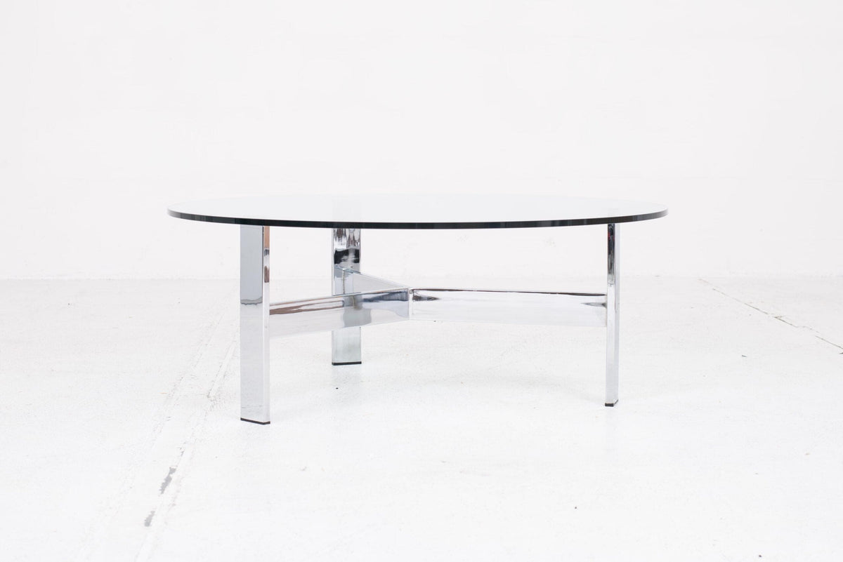 Table basse vintage avec plateau en verre, années 1960