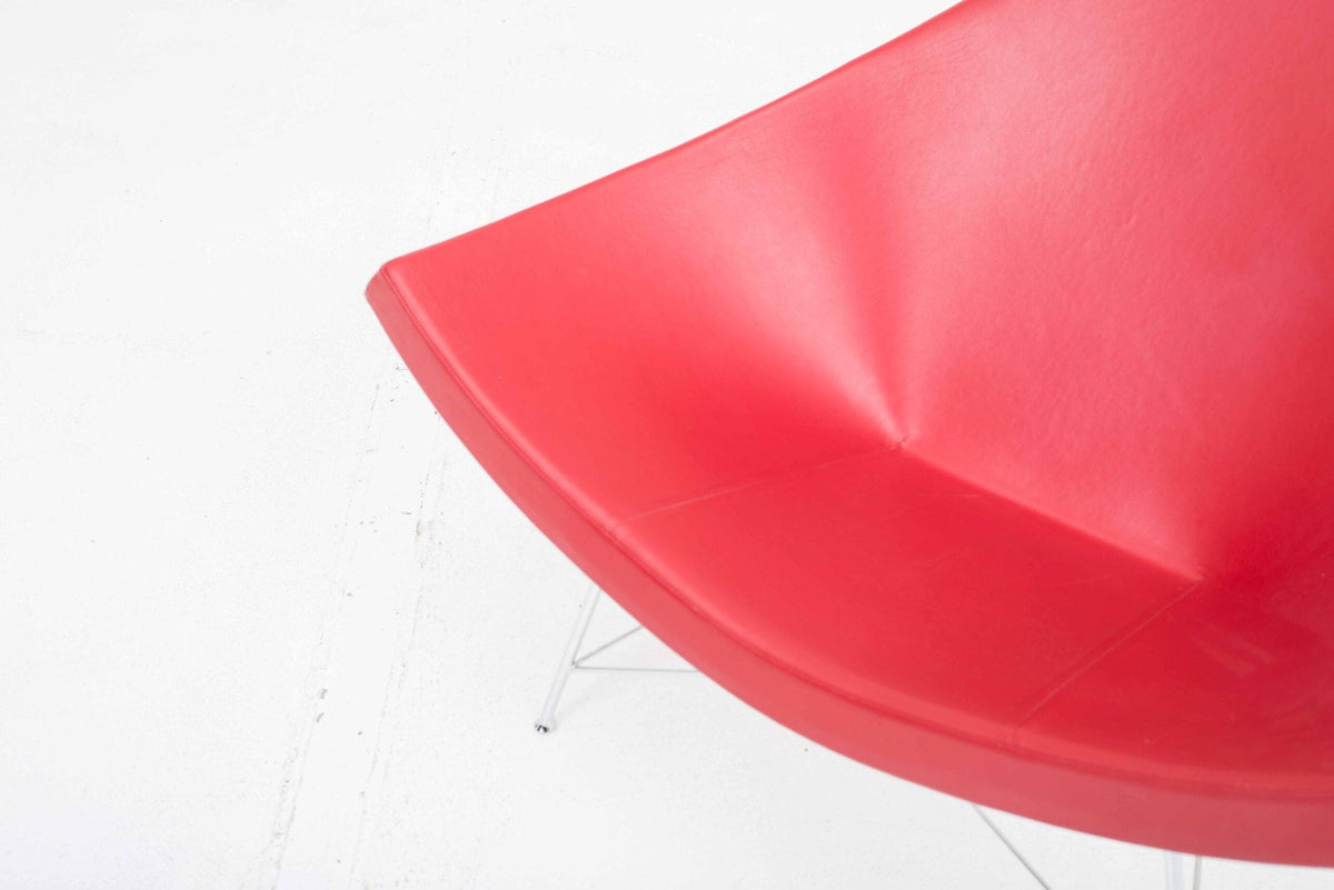 Lounge chair Coconut by George Nelson for Vitra in red leather