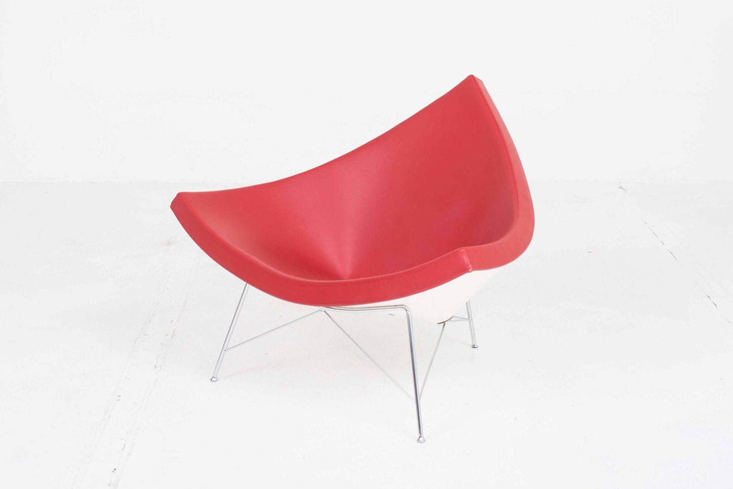 Fauteuil lounge vintage Coconut de George Nelson pour Vitra en cuir rouge