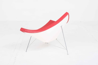 Fauteuil lounge vintage Coconut de George Nelson pour Vitra en cuir rouge