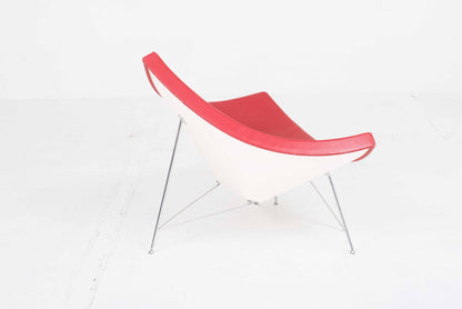 Fauteuil lounge vintage Coconut de George Nelson pour Vitra en cuir rouge