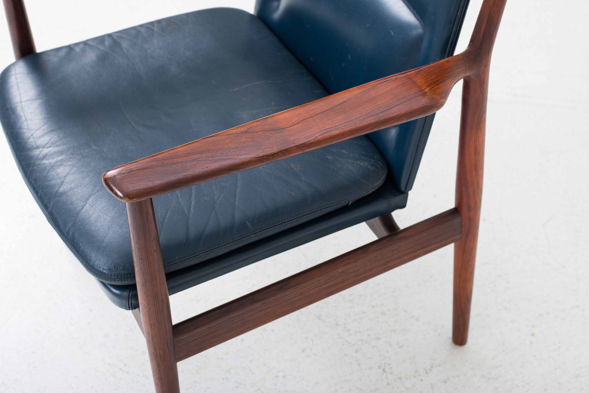 Vintage Sessel Nr. 341 von Arne Vodder für Sibast Furniture, Leder blau