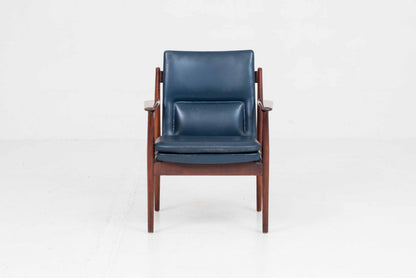 Vintage Sessel Nr. 341 von Arne Vodder für Sibast Furniture, Leder blau