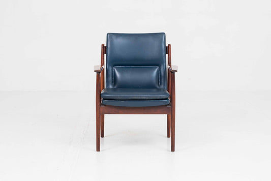 Vintage Sessel Nr. 341 von Arne Vodder für Sibast Furniture, Leder blau