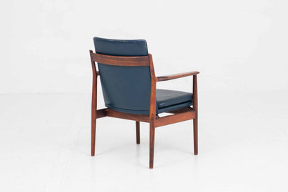 Vintage Sessel Nr. 341 von Arne Vodder für Sibast Furniture, Leder blau