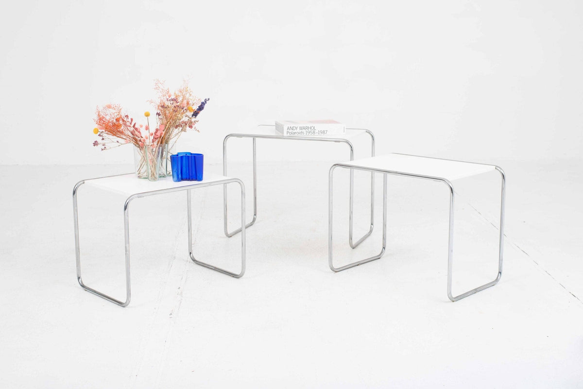 Vintage Beistelltisch Thonet B9 von Marcel Breuer Set von 3