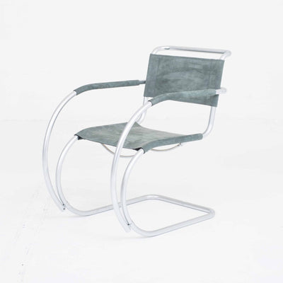 Sessel Thonet 533F von Mies van der Rohe Perlglanzchrom anthrazit Leder neu