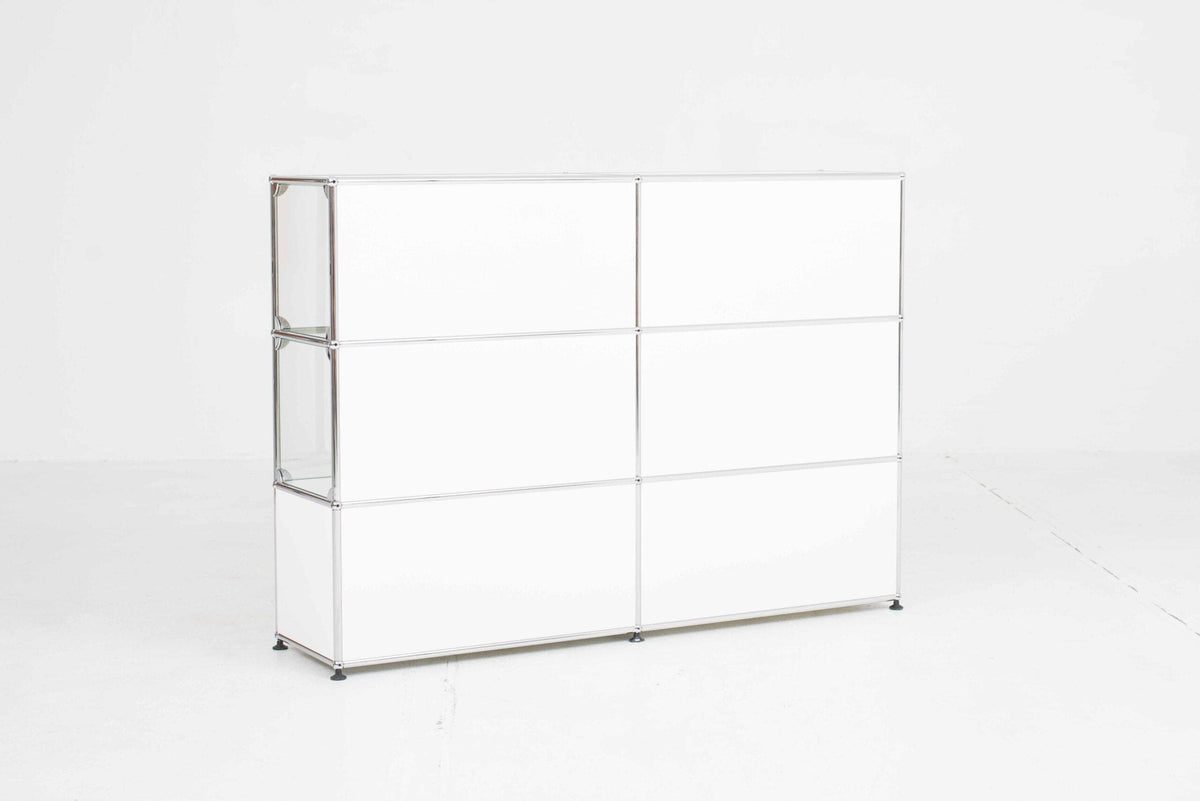 Commode à tiroirs USM par USM en verre blanc Mid Century Modern