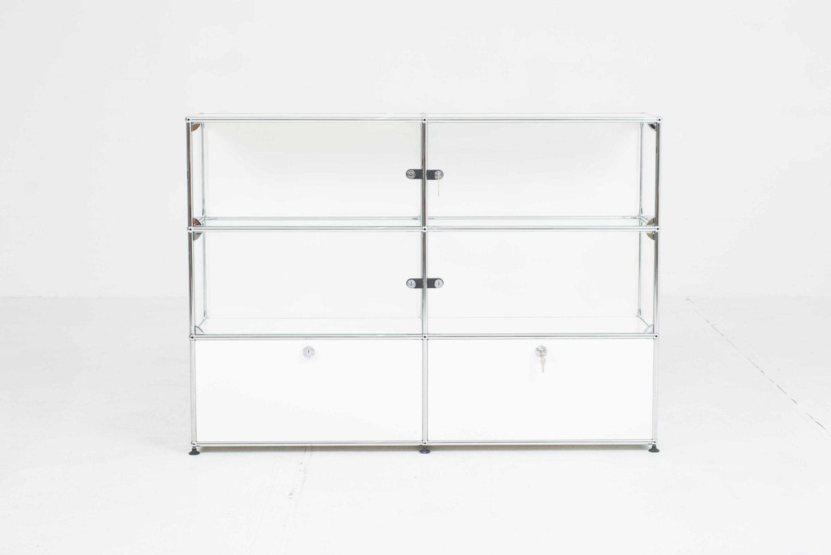 Commode à tiroirs USM par USM en verre blanc Mid Century Modern