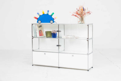 Vintage Kommode USM von USM weiß Glas Mid Century Modern