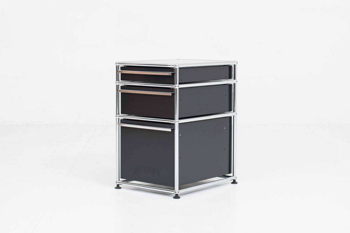 Vintage Rollcontainer von USM in Graphitschwarz