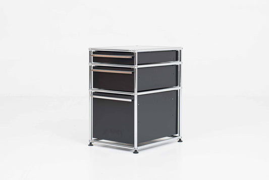 Vintage Rollcontainer von USM in Graphitschwarz