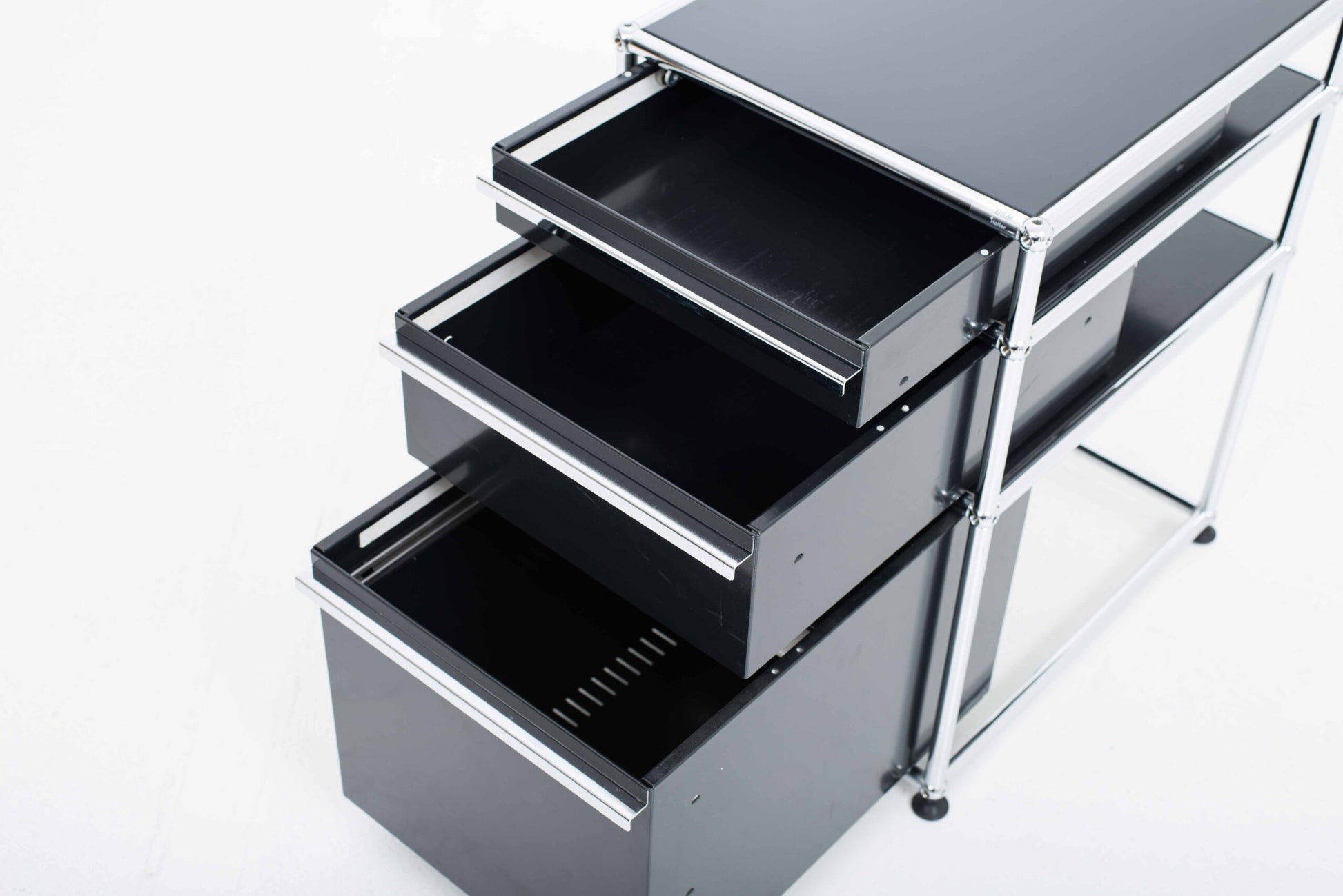 Vintage Rollcontainer von USM in Graphitschwarz