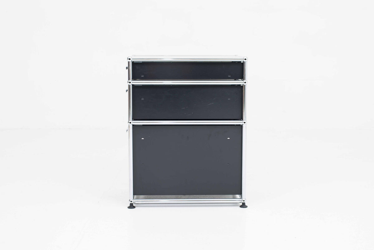 Vintage Rollcontainer von USM in Graphitschwarz