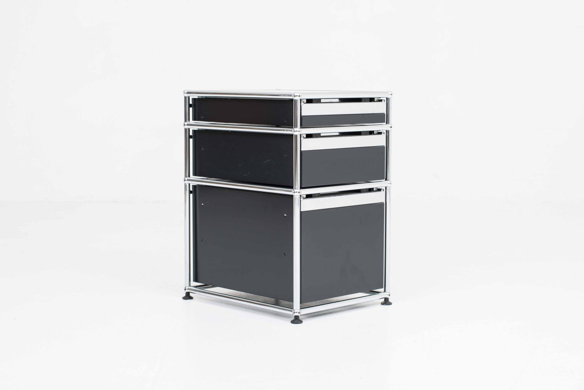Vintage Rollcontainer von USM in Graphitschwarz