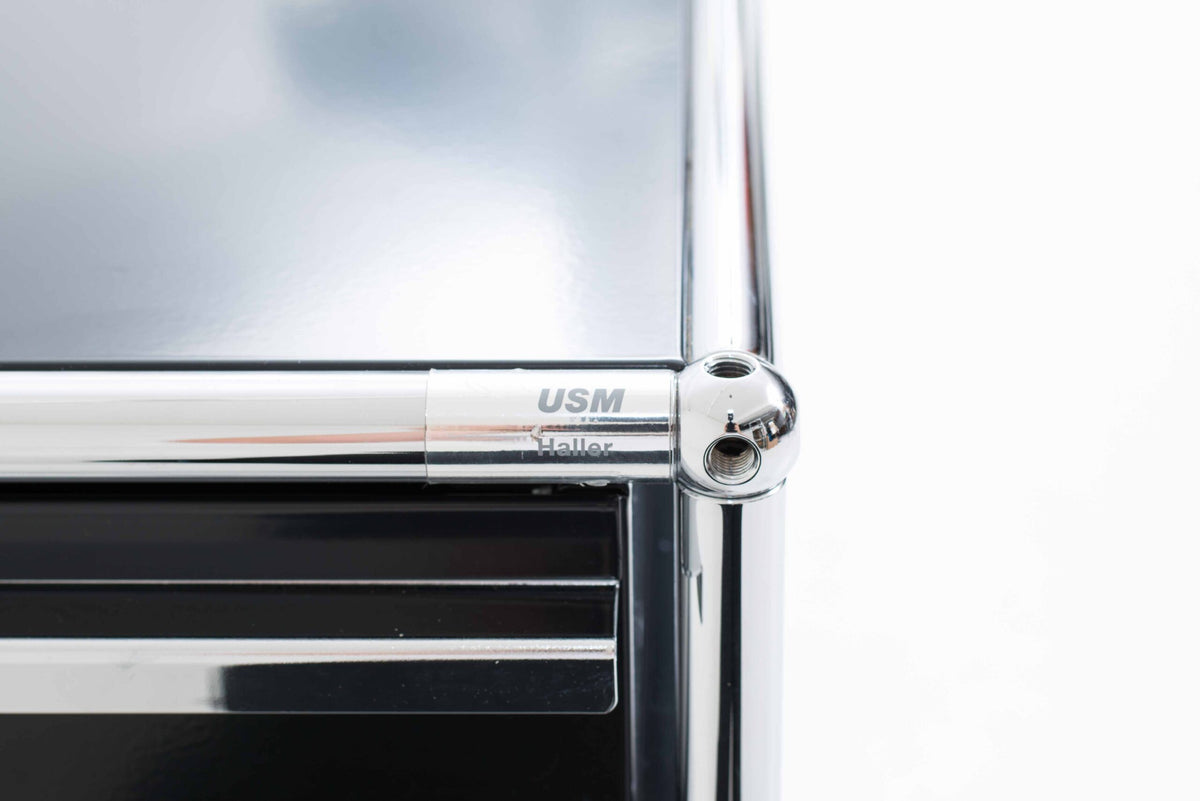 Vintage Rollcontainer von USM in Graphitschwarz