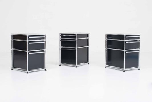 Vintage Rollcontainer von USM in Graphitschwarz