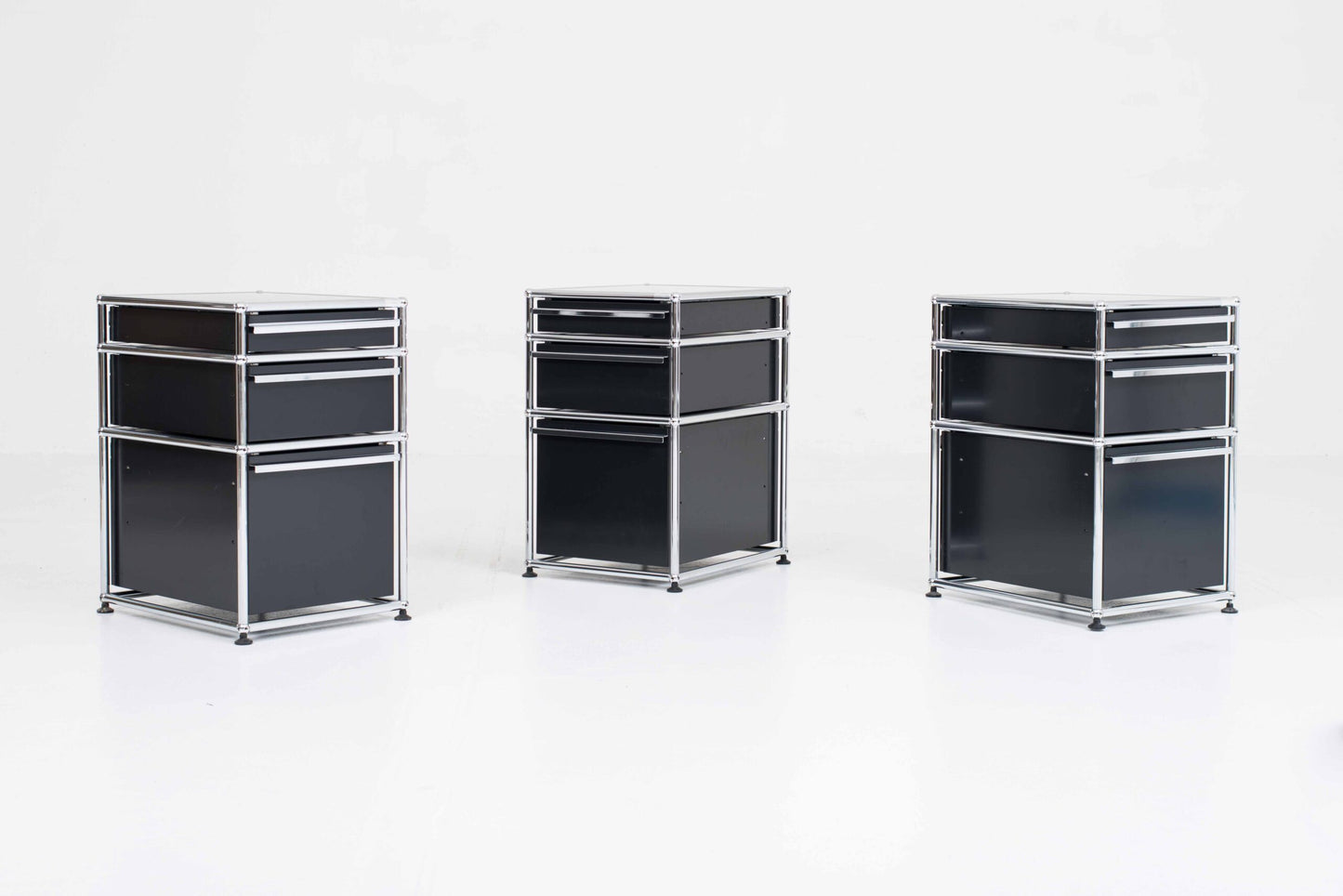 Vintage Rollcontainer von USM in Graphitschwarz