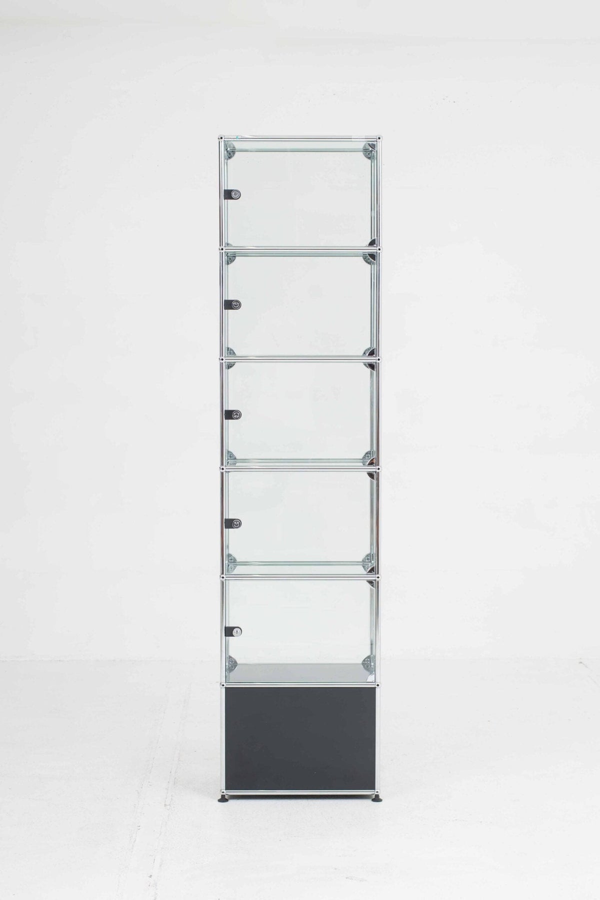 Vintage USM Regal mit Glasvitrine anthrazitgrau