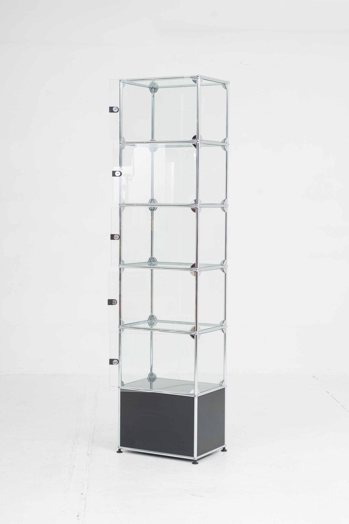 Vintage USM Regal mit Glasvitrine anthrazitgrau