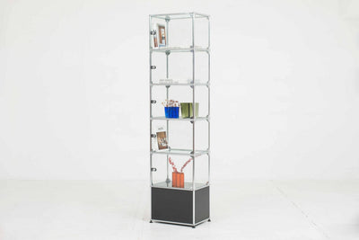 Vintage USM Regal mit Glasvitrine anthrazitgrau