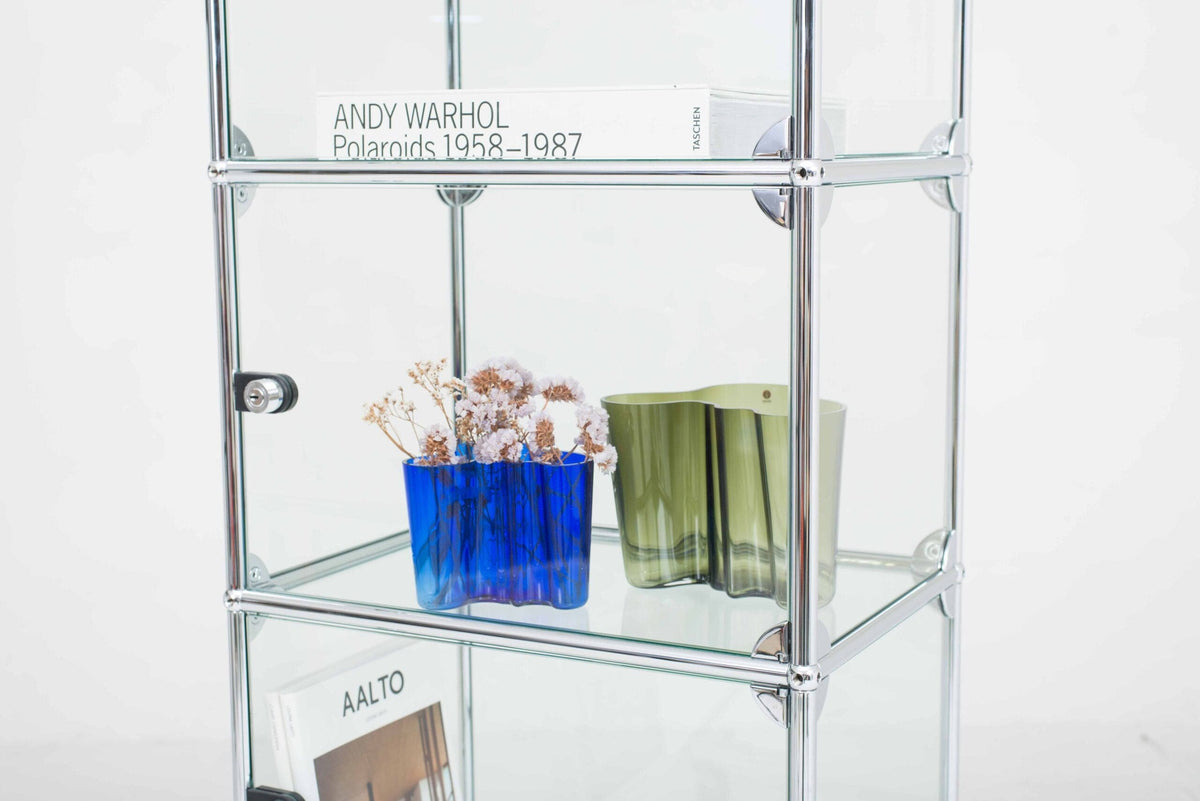 Vintage USM Regal mit Glasvitrine anthrazitgrau