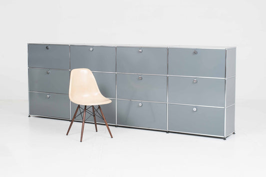 Vintage Sideboard USM Haller in Mittelgrau von Paul Schärer und Fritz Haller