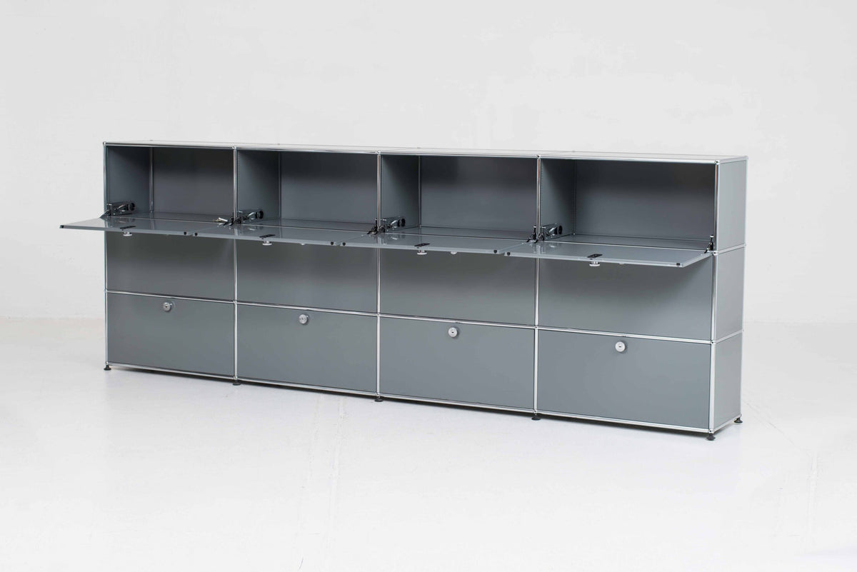 Vintage Sideboard USM Haller in Mittelgrau von Paul Schärer und Fritz Haller