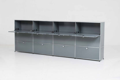Vintage Sideboard USM Haller in Mittelgrau von Paul Schärer und Fritz Haller