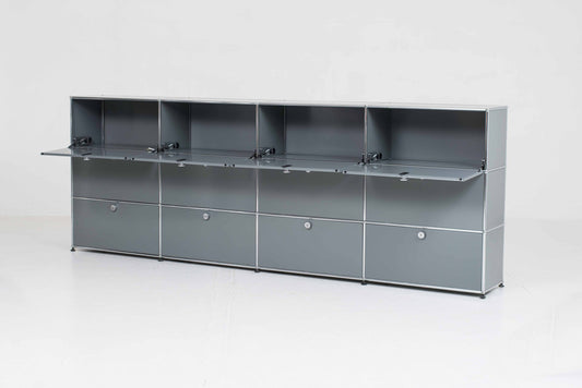 Vintage Sideboard USM Haller in Mittelgrau von Paul Schärer und Fritz Haller