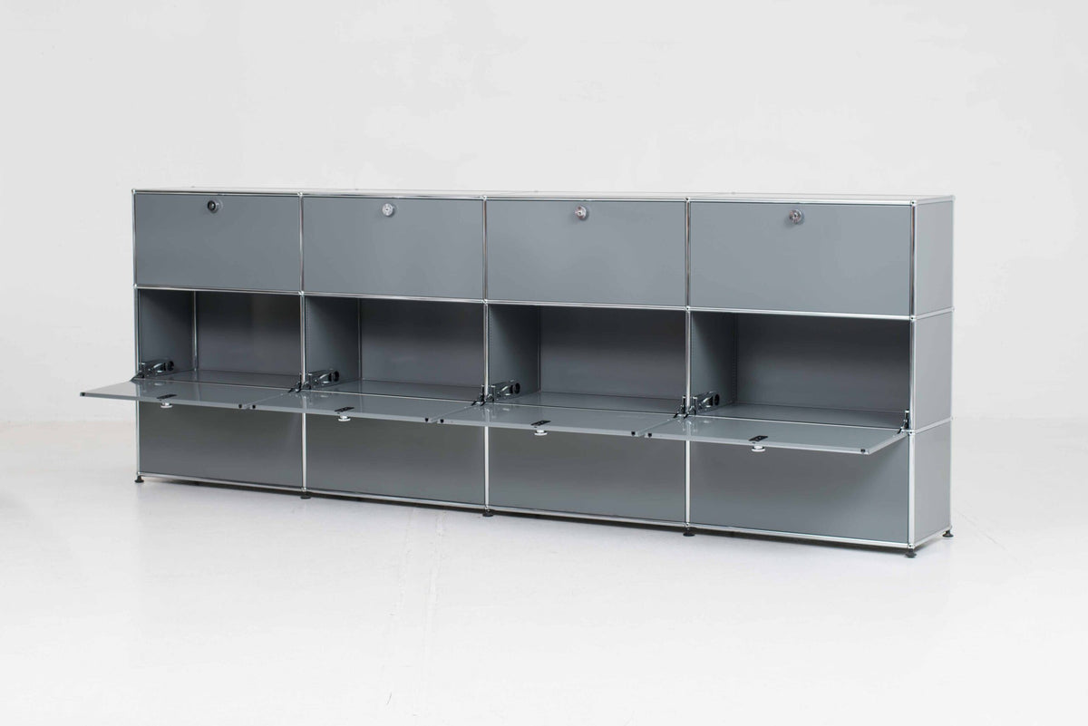 Vintage Sideboard USM Haller in Mittelgrau von Paul Schärer und Fritz Haller