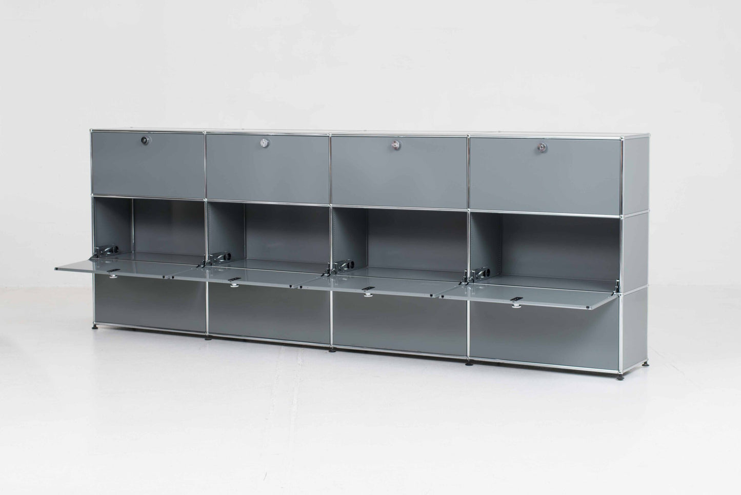 Vintage Sideboard USM Haller in Mittelgrau von Paul Schärer und Fritz Haller