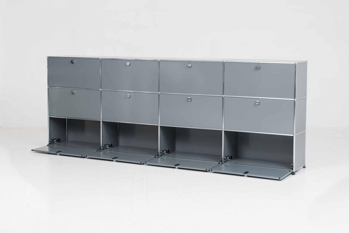 Vintage Sideboard USM Haller in Mittelgrau von Paul Schärer und Fritz Haller