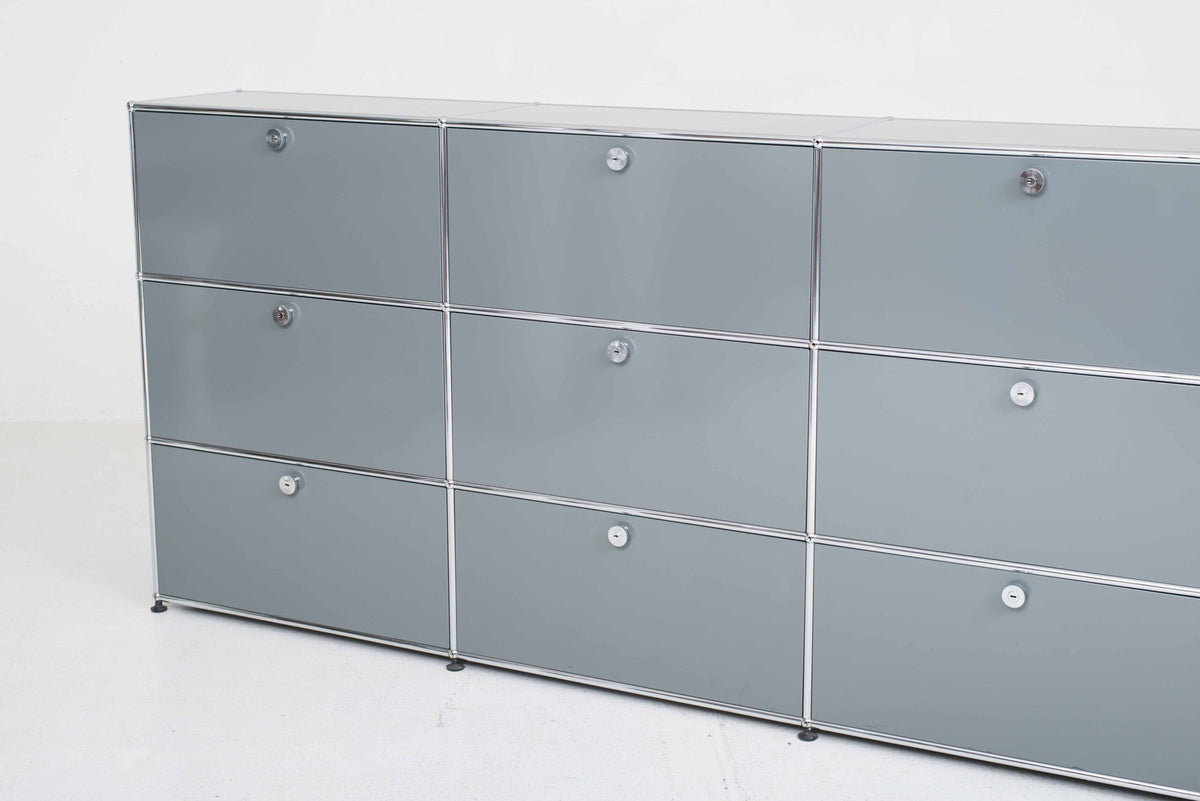 Vintage Sideboard USM Haller in Mittelgrau von Paul Schärer und Fritz Haller