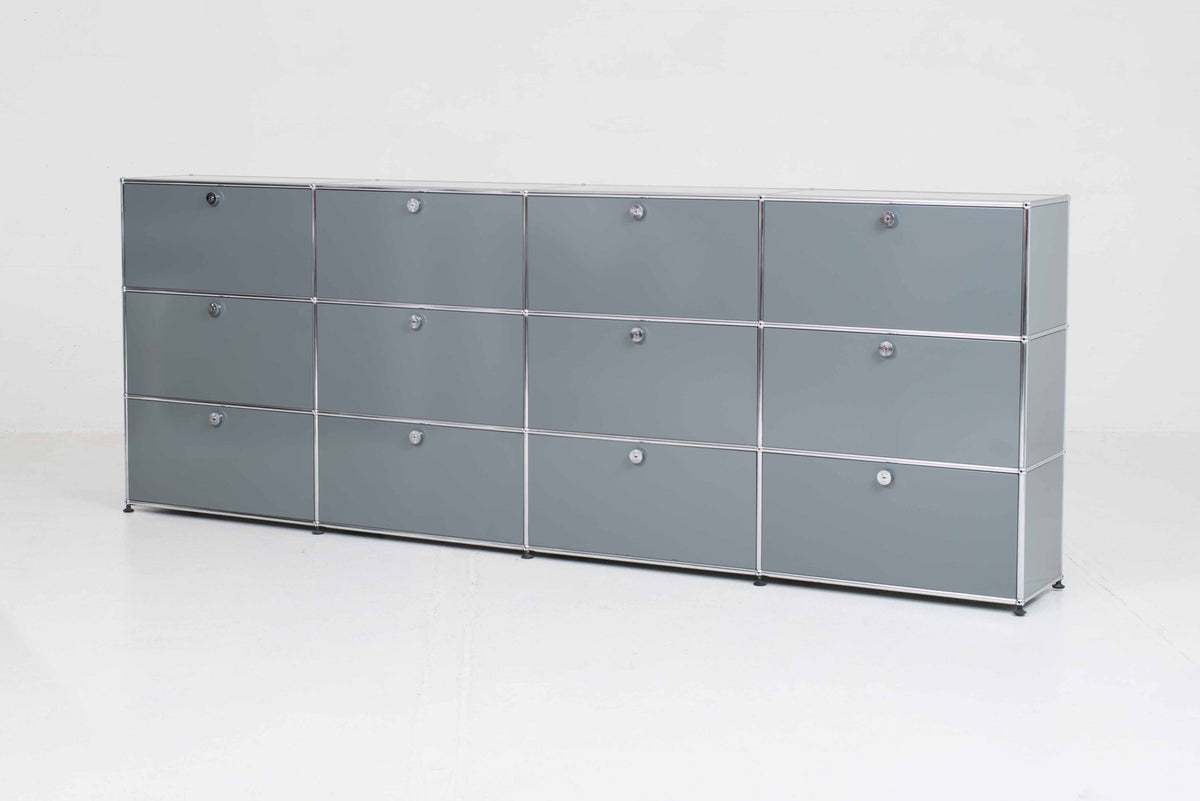 Vintage Sideboard USM Haller in Mittelgrau von Paul Schärer und Fritz Haller