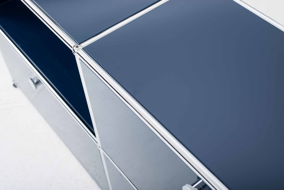 Vintage Sideboard USM Haller von Fritz Haller und Paul Schärer in Stahlblau