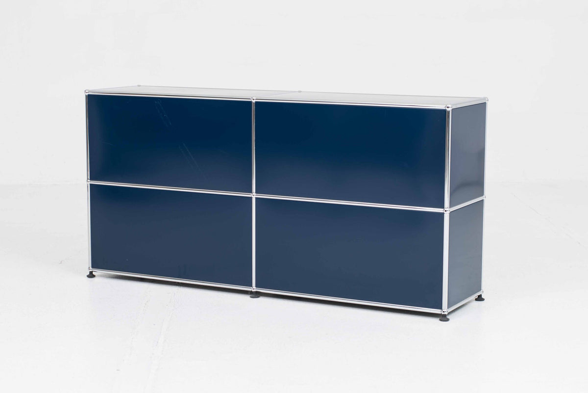 Vintage Sideboard USM Haller von Fritz Haller und Paul Schärer in Stahlblau