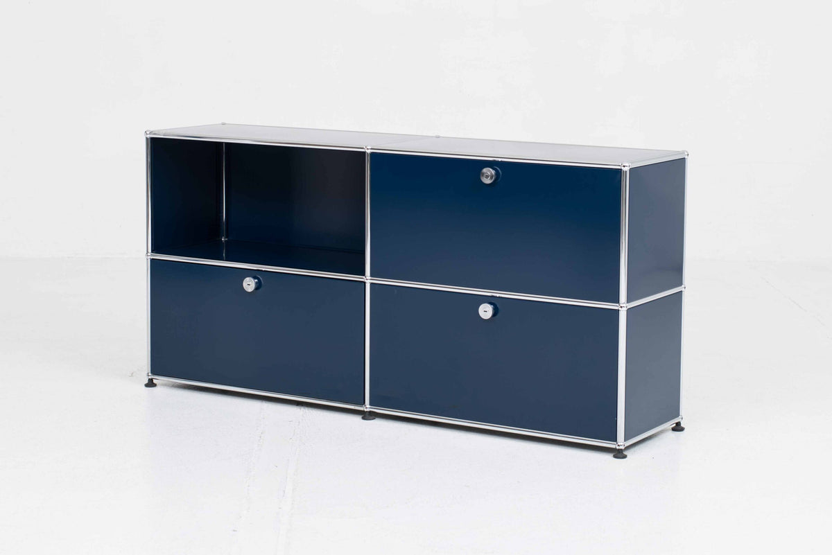 Vintage Sideboard USM Haller von Fritz Haller und Paul Schärer in Stahlblau