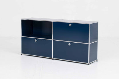 Vintage Sideboard USM Haller von Fritz Haller und Paul Schärer in Stahlblau