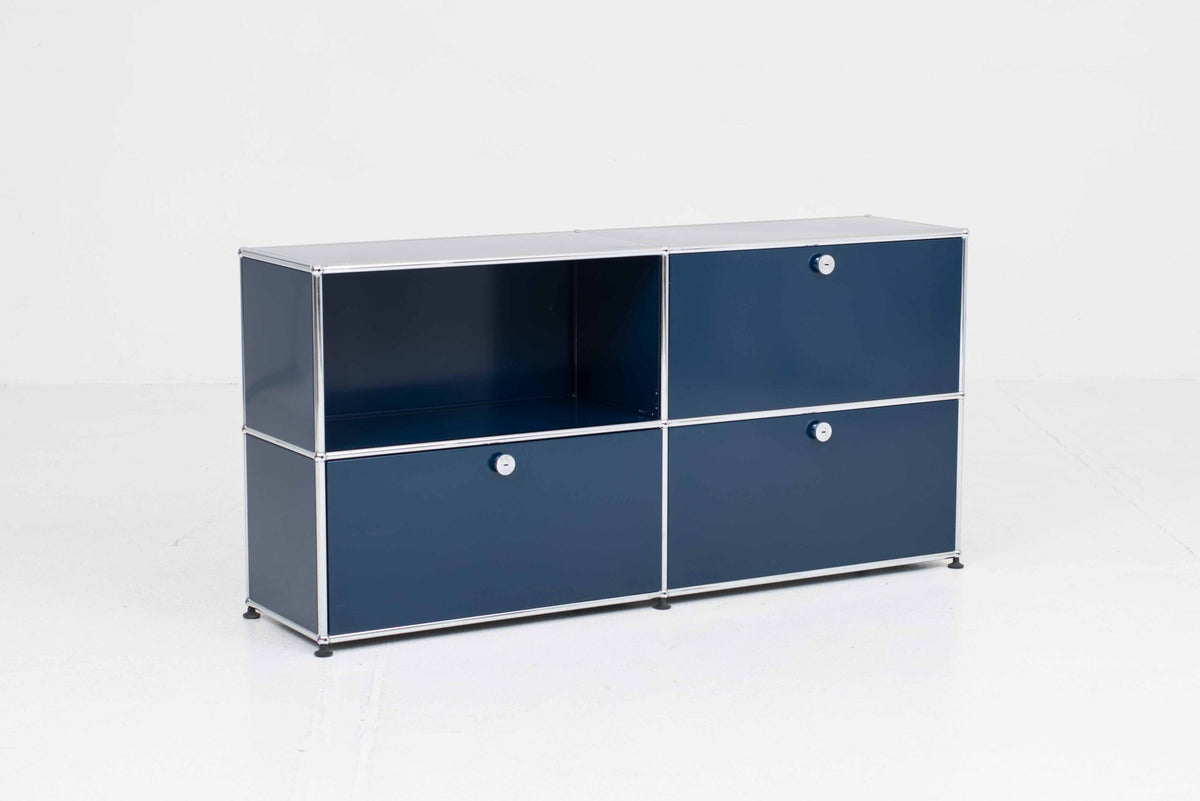 Vintage Sideboard USM Haller von Fritz Haller und Paul Schärer in Stahlblau
